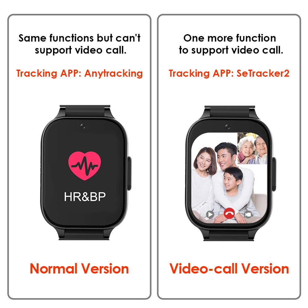 Newest 4G Smart GPS Watch Tracker Elderly Fall-down Alert SOS Emergency Alram Two-way Video Call HR &amp; BP Body Temp. Blood Oxygen