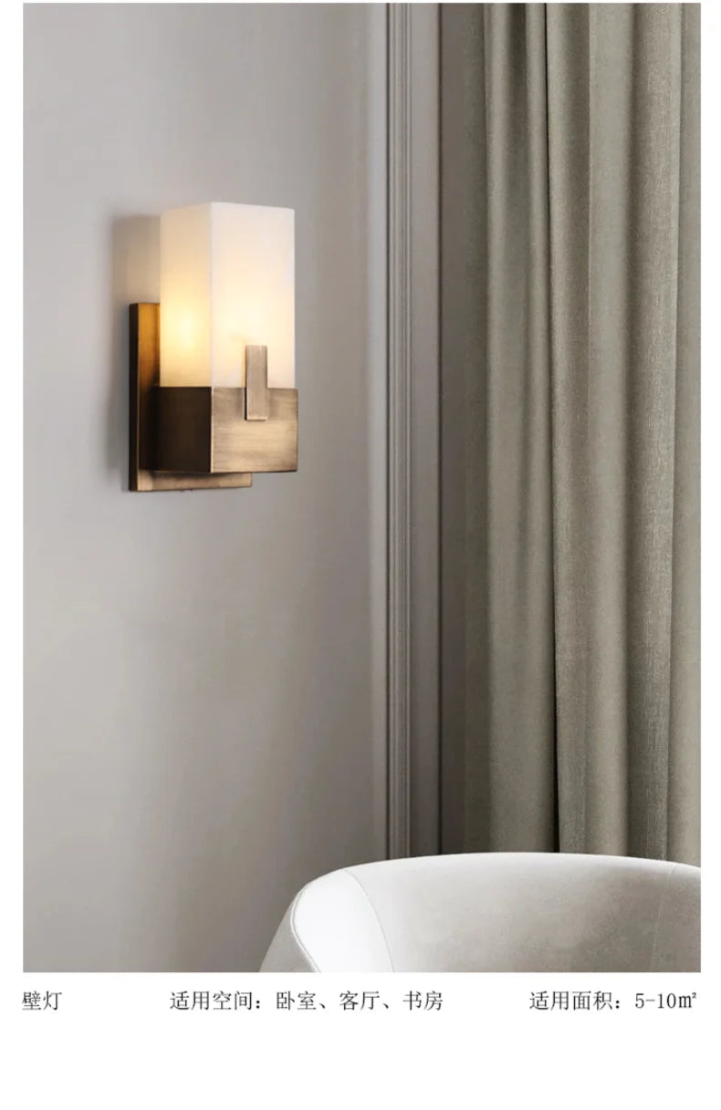 Natural Marble Wall Lamp Minimalist Living Room Bedroom TV Background Wall Light Entrance Hallway American Style Bedside Lamps