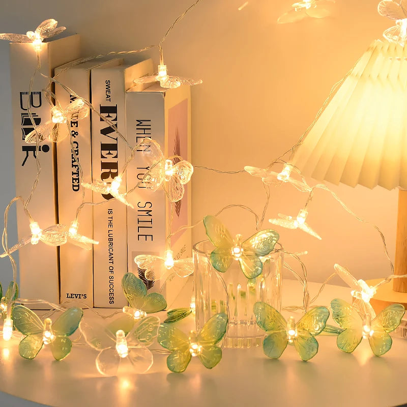 1.5M 10LED Butterfly Lights String Battery Outdoor Fairy Night Lamp Room Garland Curtain Girls Brithday Wedding Party Decoration