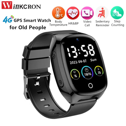 4G Elderly Tracker Smart watch D300 Body Temperature Heart Rate Blood Pressure GPS Location Tracking Phone Watch for Old People