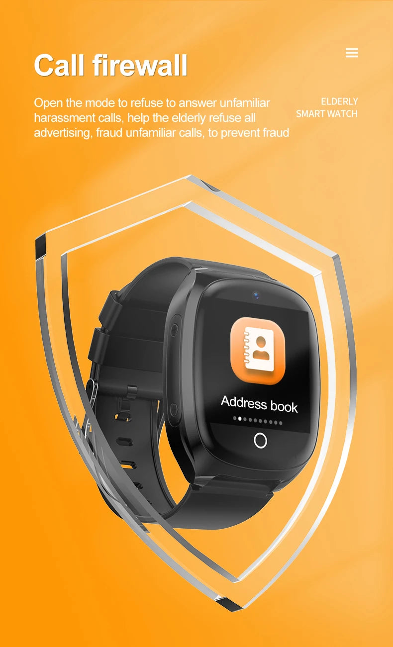 4G Elderly Tracker Smart watch D300 Body Temperature Heart Rate Blood Pressure GPS Location Tracking Phone Watch for Old People
