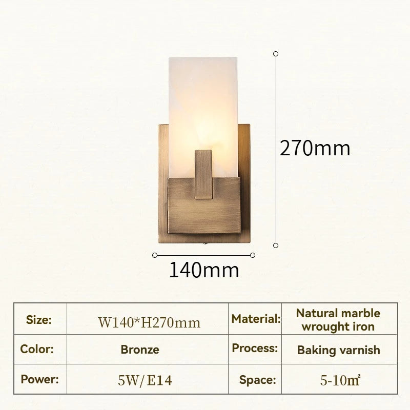 Natural Marble Wall Lamp Minimalist Living Room Bedroom TV Background Wall Light Entrance Hallway American Style Bedside Lamps