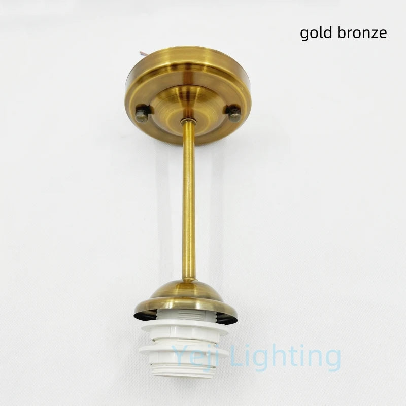 E27 Socket Lamp Holder with Ceiling Plate Ceiling Canopy Metal Rod Iron Ceiling Rose with Rod Lamp Base for LED Chandelier DIY