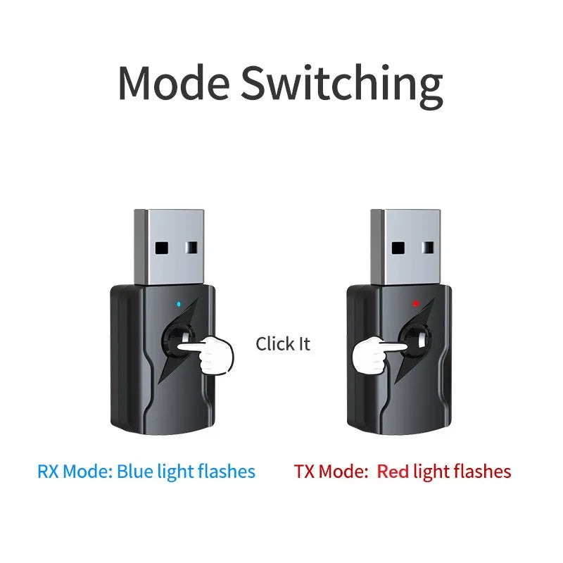 USB &amp; 3.5mm AUX Bluetooth 5.3 Dongle Audio Receiver Transmitter Music Adapter For PC Mp3 Speaker TV Wireless Earphone Car Radio