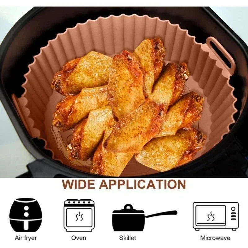 Air Fryer Silicone Liners Air Fryer Silicone Pot Reusable Silicone Air Fryer Liners Food Safe Non Stick Air-Fryer Accessories