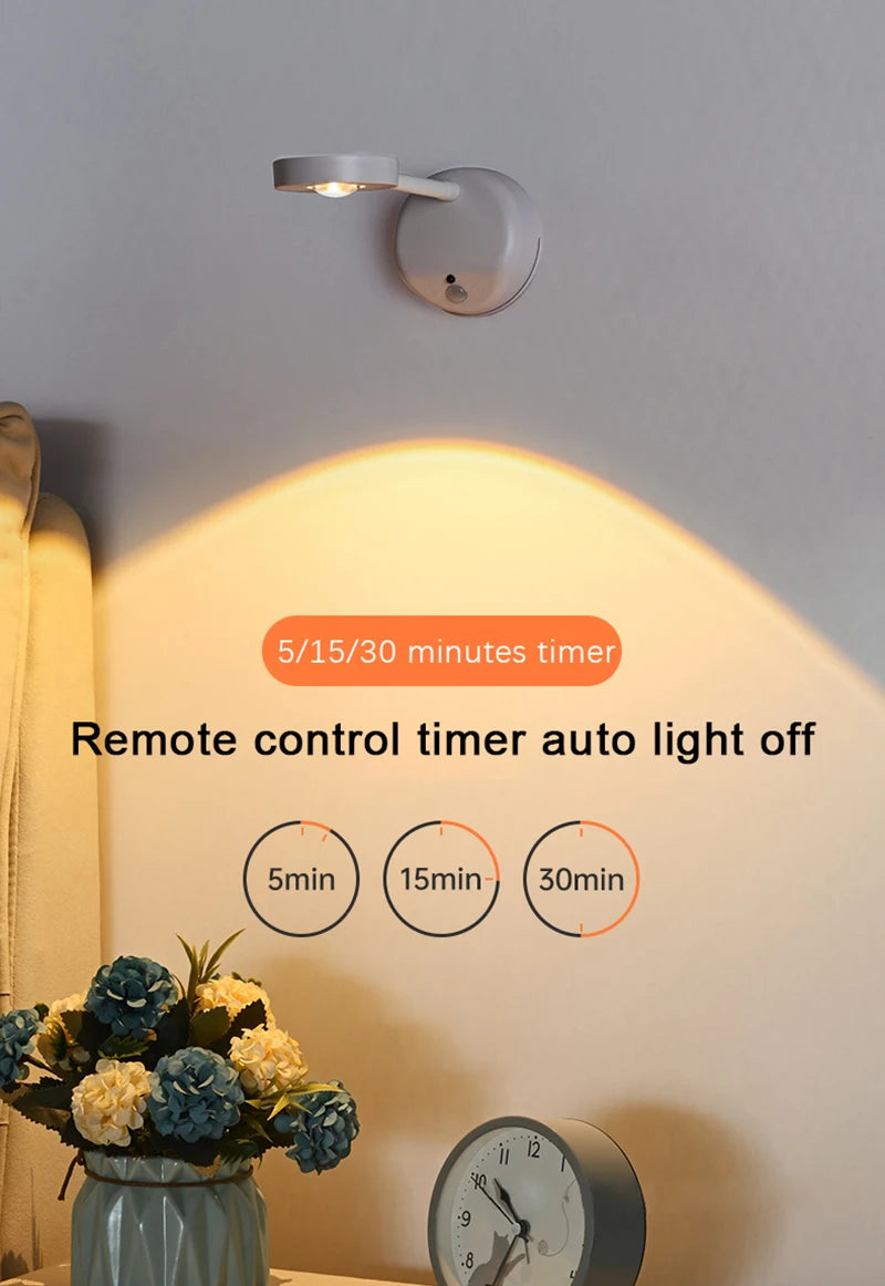 LED Wall Lamp USB Charging Wirelessly Dimmable Motion Sensor Living Room Bedroom Bedside Decoration Spotlights Night Wall Light