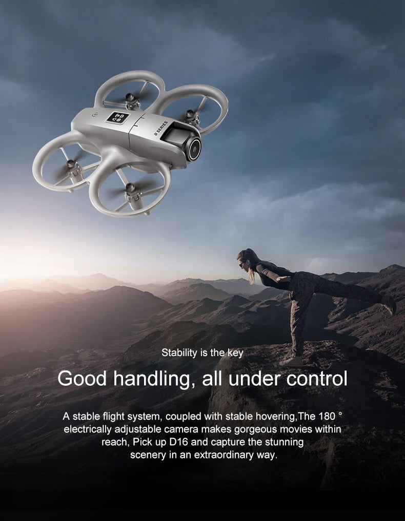D16 Drone 8K HD With FPV Dual Camera RC Brushless Power Motor 5G WIFI Smart Obstacle Avoidance Profesional Aerial Quadcopter Toy