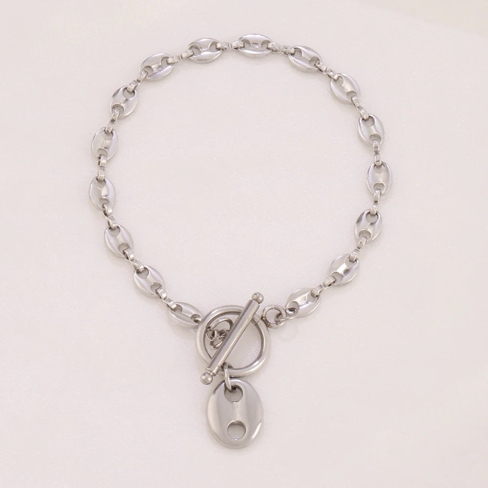 316L Stainless Steel Coffee Bean Pendant Bracelet For Women Fashion Coffee Bean Shape Chain Bracelets Jewelry Gift