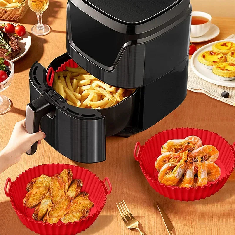 Air Fryer Silicone Liners Air Fryer Silicone Pot Reusable Silicone Air Fryer Liners Food Safe Non Stick Air-Fryer Accessories