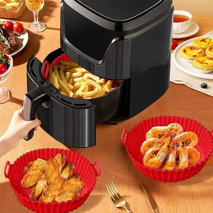 Air Fryer Silicone Liners Air Fryer Silicone Pot Reusable Silicone Air Fryer Liners Food Safe Non Stick Air-Fryer Accessories